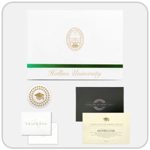 image of an invitation bearing the Hollins University seal